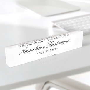 Elegant White Script Simple Minimalist Modern Nameplate