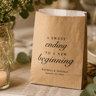 Elegant White Script Sweet Ending Favour Bag