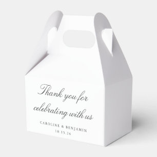 Elegant White Script Wedding Custom Thank You  Favour Box