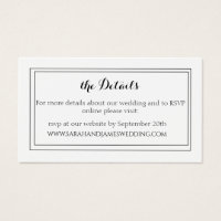 Elegant White Script Wedding Website Mini Card