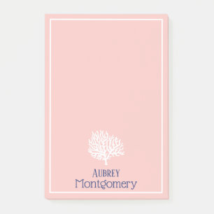 Elegant White Sea Coral Personalised Post-it Notes