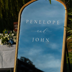 Elegant White Serif Couple Full Names Wedding