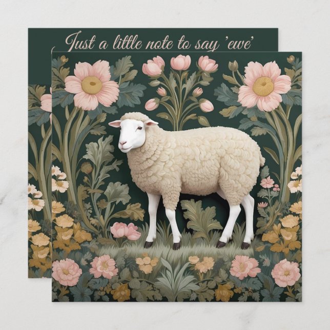 Elegant White Sheep William Morris Inspired (Front/Back)