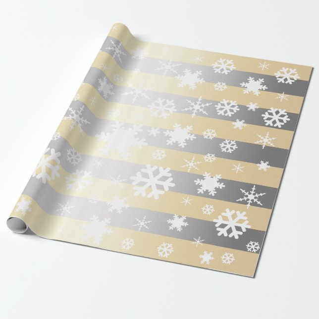 Elegant White & Silver Christmas Snowflake Pattern Wrapping Paper (Unrolled)