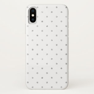 Elegant White Silver Glitter Polka Dots Pattern iPhone X Case