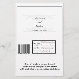 Elegant White/Silver Wedding Large Candy Bar Wrap