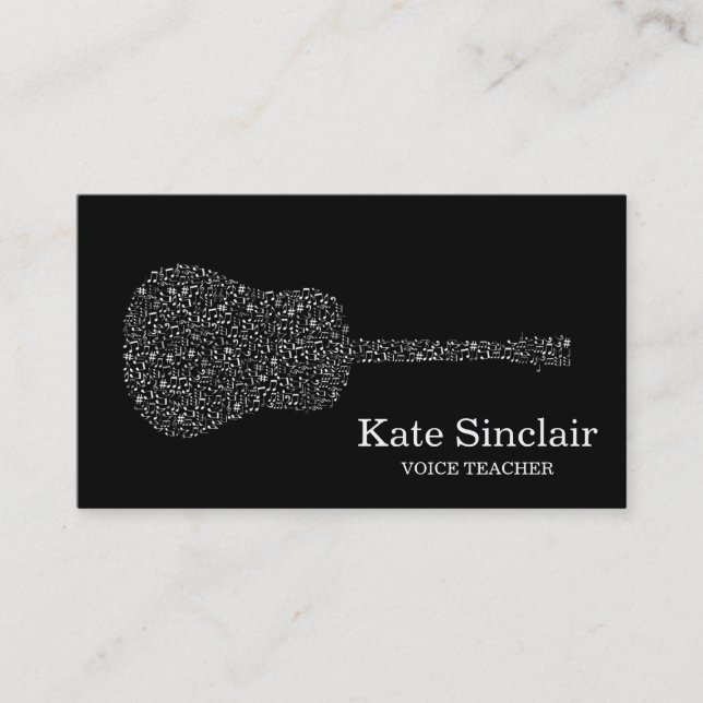 Elegant White Singer Music Voice Teacher Musical Business Card (Front)