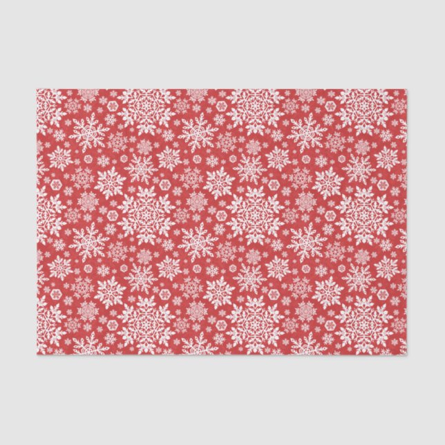 Elegant White Snowflake (Cranberry) Tissue Paper (Front)
