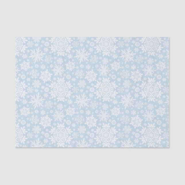 Elegant White Snowflake (Frost Blue) Tissue Paper (Front)