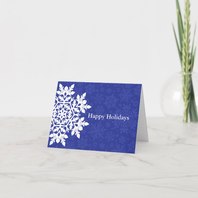 Elegant White Snowflake (Midnight) Card (Front)