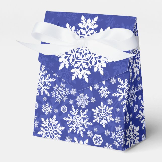 Elegant White Snowflake (Midnight) Favour Box (Front Side)
