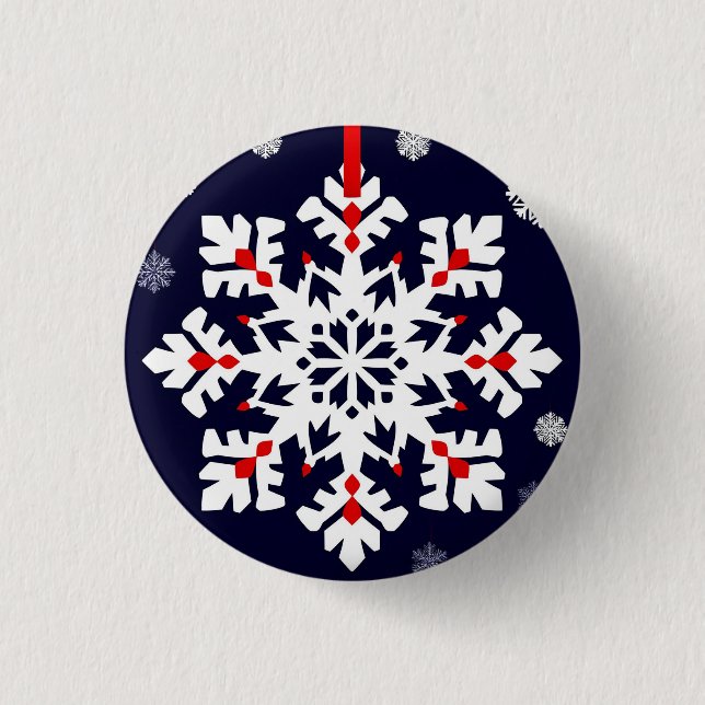 Elegant White Snowflake Ornament 3 Cm Round Badge (Front)