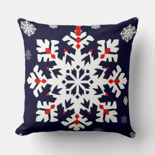 Elegant White Snowflake Ornament Cushion