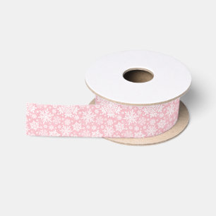 Elegant White Snowflake (Sugar Blush) Satin Ribbon