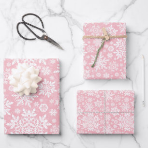Elegant White Snowflake (Sugar Blush) Wrapping Paper Sheet