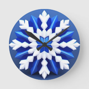❄️ Elegant White Snowflake Winter Decor Round Clock
