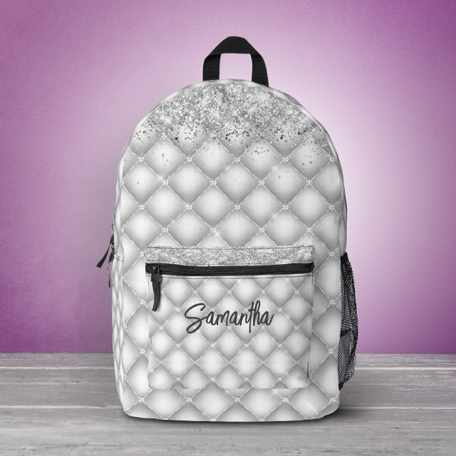 Elegant white sparkly glitter  printed backpack (Creator Uploaded)