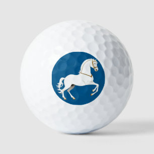 Elegant White Stallion Illustration on Golf Balls