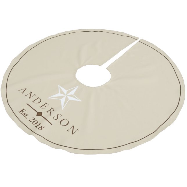 Elegant White Star | Personalised Brushed Polyester Tree Skirt (Angled)