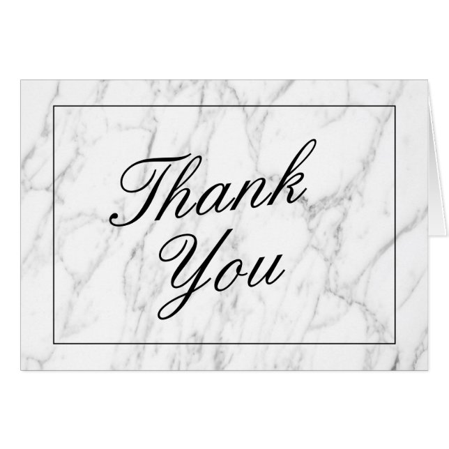 Elegant white stone marble small wedding thank you (Front Horizontal)