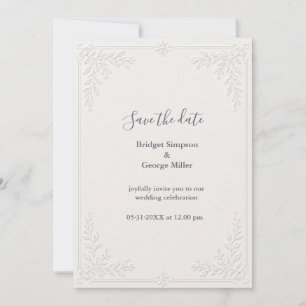 Elegant White stylish Damask Lace embossed Wedding Invitation