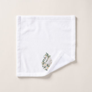 Elegant White Swan Floral Bath Towel