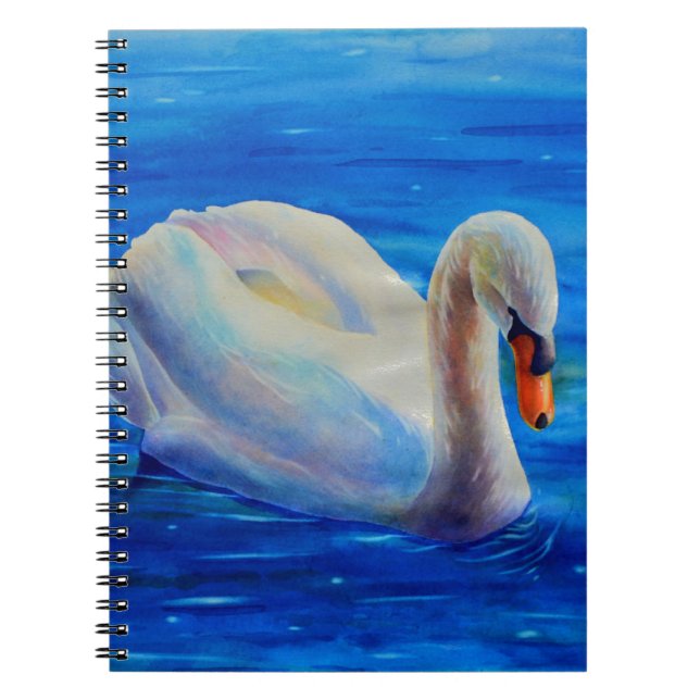 Elegant white swan watercolor painting notebook (Front)