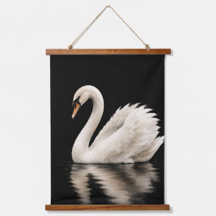 Elegant White Swan Watercolor Tapestry