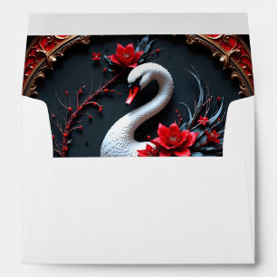 Elegant White Swan Wedding Collection Envelope