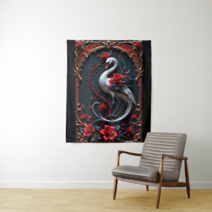 Elegant White Swan Wedding Collection Tapestry