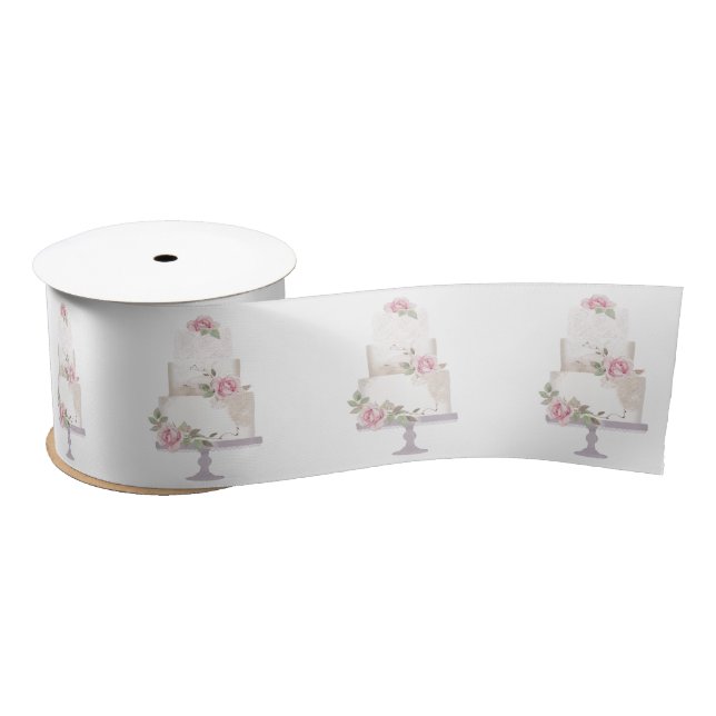 Elegant White Three Tier Cake Satin Ribbon (Spool)