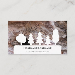 Elegant white trees on grey wood grain tree bark business card