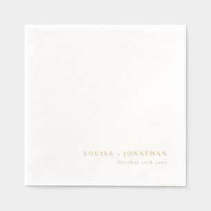 Elegant White Trendy Minimal Custom Wedding Gold Foil Napkins
