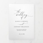 Elegant White Tri-fold Wedding Program Booklet<br><div class="desc">This elegant black and white photo wedding program is tri-fold and features 6 pages to fit all of your wedding ceremony info. The back middle panel has your photo for a personalised touch.</div>