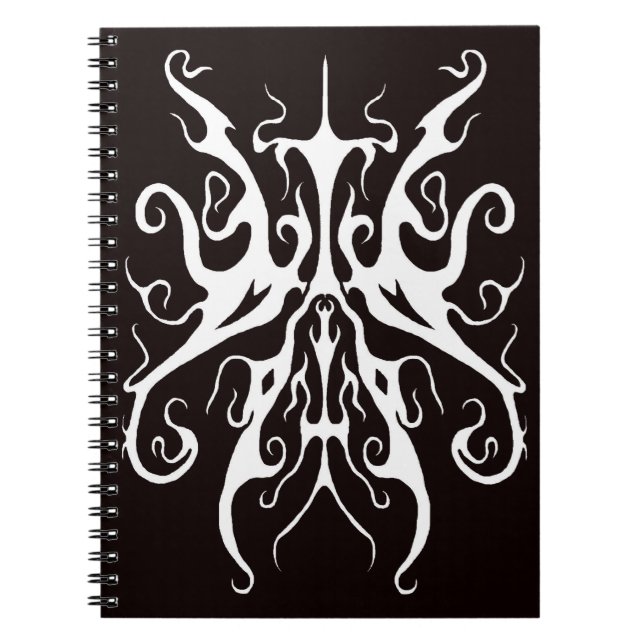 Elegant White Tribal Mask Abstract Design Notebook (Front)