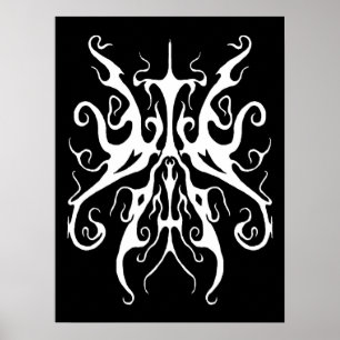 Elegant White Tribal Mask Abstract Design Poster