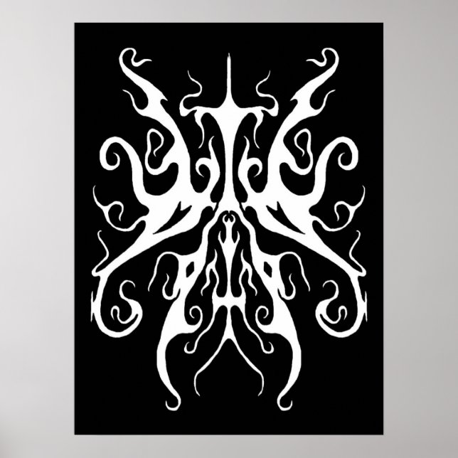 Elegant White Tribal Mask Abstract Design Poster (Front)