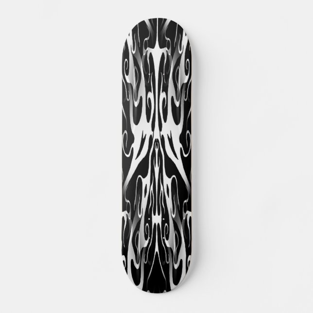 Elegant White Tribal Mask Abstract Design Skateboard (Front)