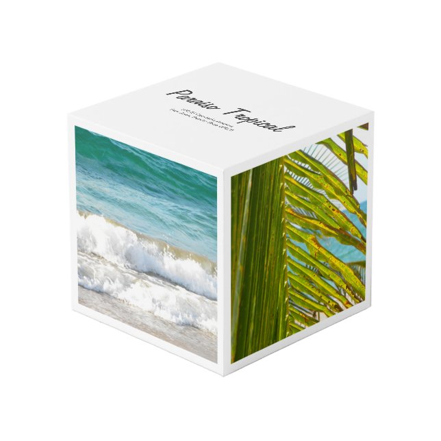 Elegant White Tropical Cube (Front Angled)