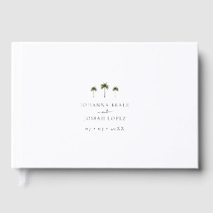 Elegant White Tropical Palm Tree Wedding Guest Book
