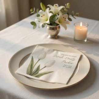 Elegant White Tulips Memorial Paper Napkins