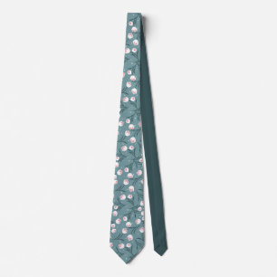 Elegant White Tulips on Pastel Green Pattern Tie