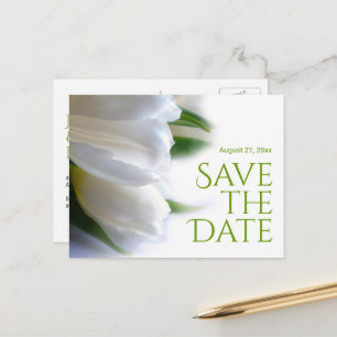 Elegant White Tulips Save the Date Announcement Postcard