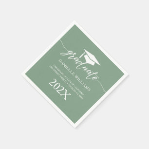 Elegant White Typography On Sage Green Background Napkin