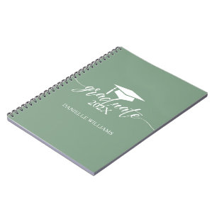 Elegant White Typography On Sage Green Background Notebook