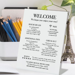 Elegant White Vacation Rental House Welcome Pedestal Sign