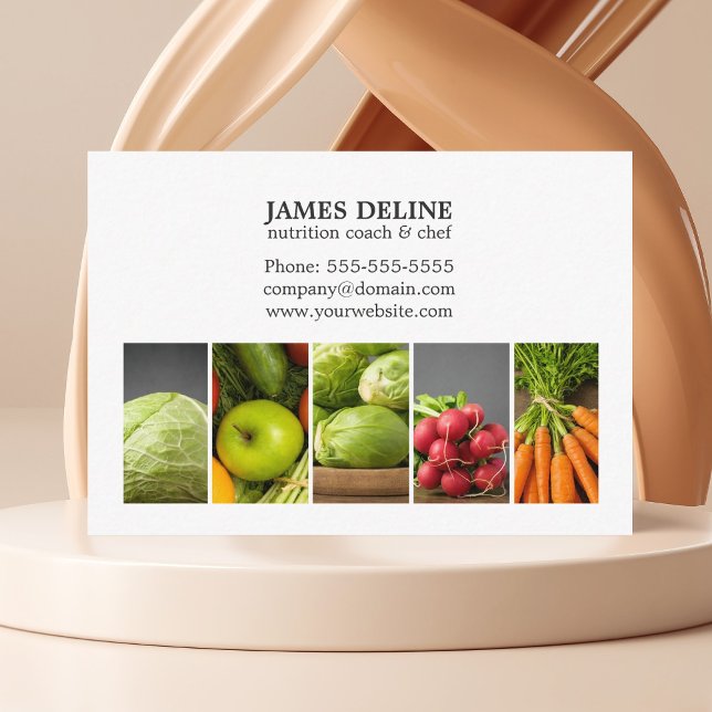 Elegant White Vegetables Nutrition Chef Business Card (Creator Uploaded)