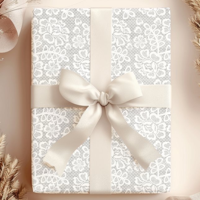 Elegant White Vintage Lace Wedding Wrapping Paper (Creator Uploaded)