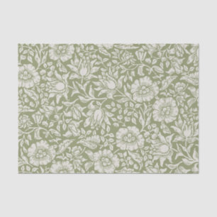 Elegant White Vintage Style Flowers Olive  Tissue Paper