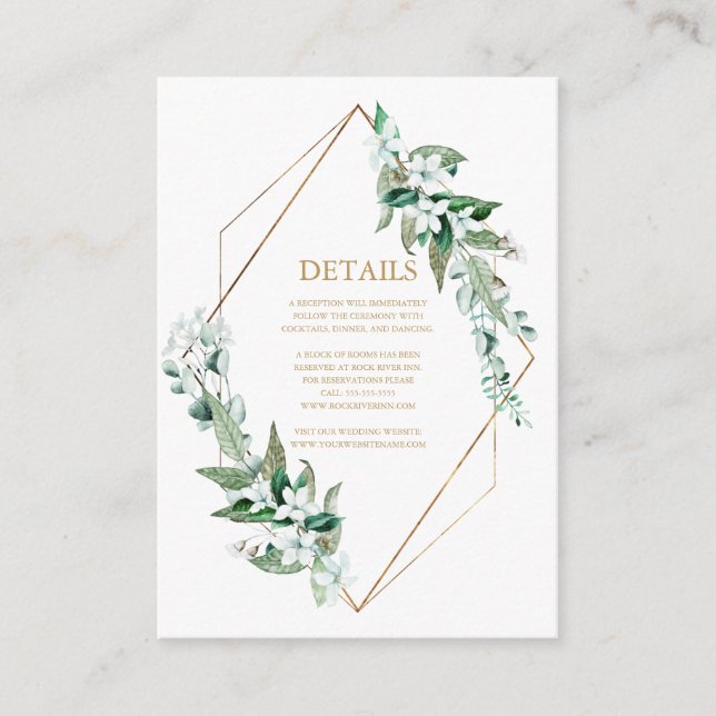 Elegant White Watercolor Floral Greenery Wedding Enclosure Card (Front)
